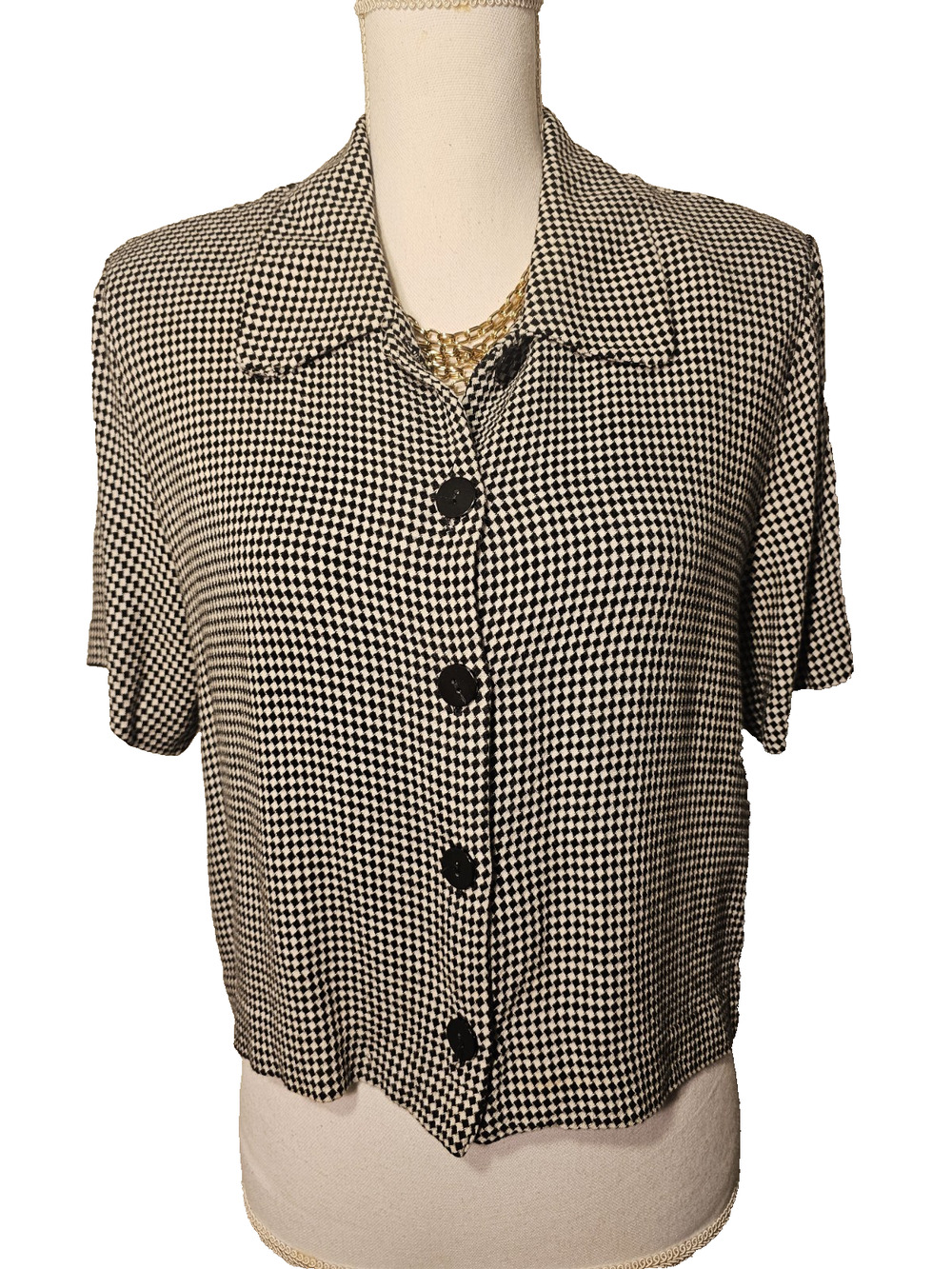 VTG E.D. Michaels by Melanie Drucker Black and White Cropped Blazer Jacket Large